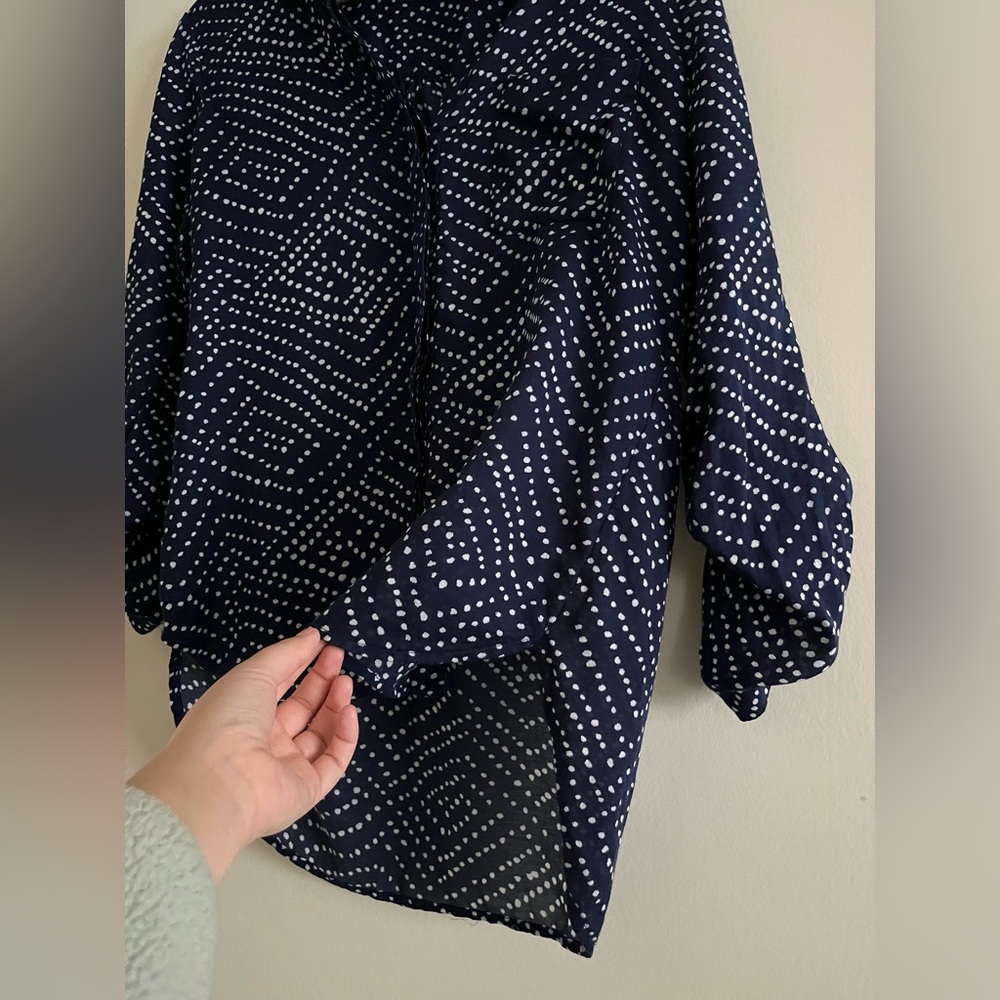 Diane Von Furstenberg Lorelai Two Navy Button Down Cotton Silk Lightweight 4 - Picture 4 of 14